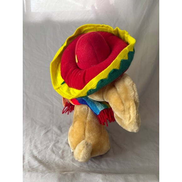 Vtg Goffa International Mexican Chihuahua Plush Toy Wearing Sombrero Poncho 16in - Picture 3 of 12